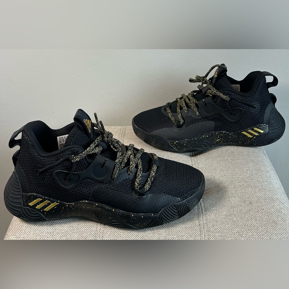 Adidas Harden Stepback 3 Black Gold Basketball Shoes Mens Size 7.5 GY8631 EUC